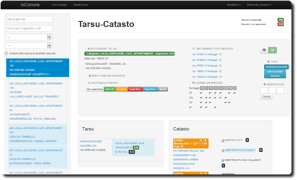 incomune incrocio tarsu catasto